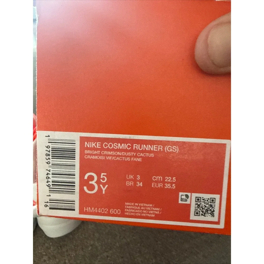 Nike Cosmic Runner GS Kids 3.5Y Bright Crimson Dusty Cactus HM4402-600 NIB
